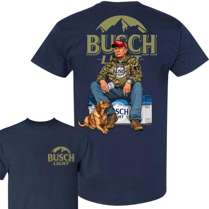 Busch Light Trump Hunting Camo Unisex shirt, Trump won 47th president Election 2024 shirt, Busch Light Fuel Hand Drill Dog Hunt Tee, Trump With Local Boy Cotton shirt Full Color Full Size