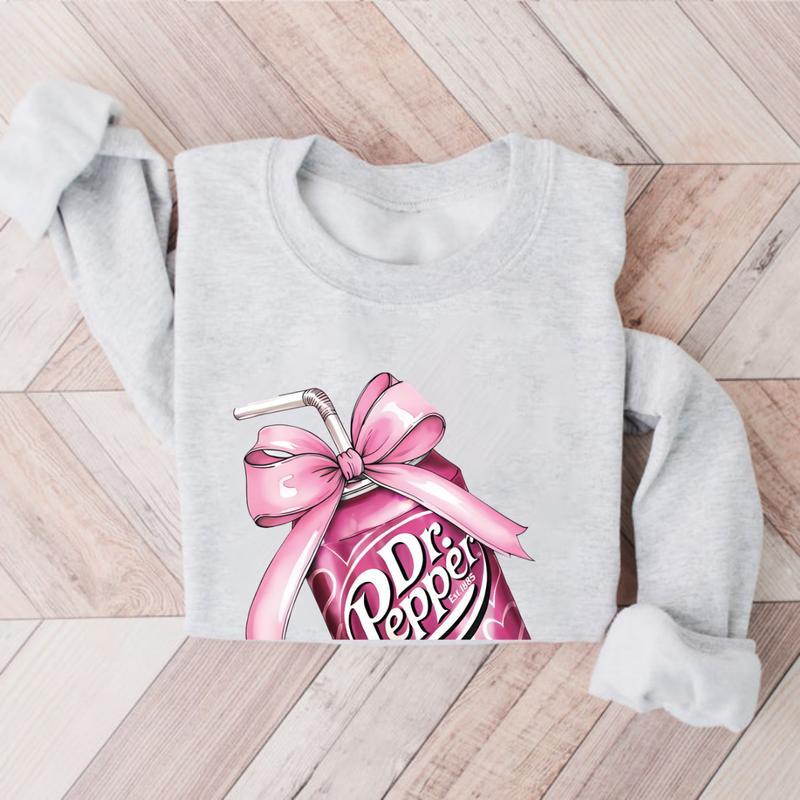Dr.Pepper Pink Bow Coquette Unisex Sweatshirts Pullover Womenswear Tops Long Sleeve Crewneck Sweatshirts