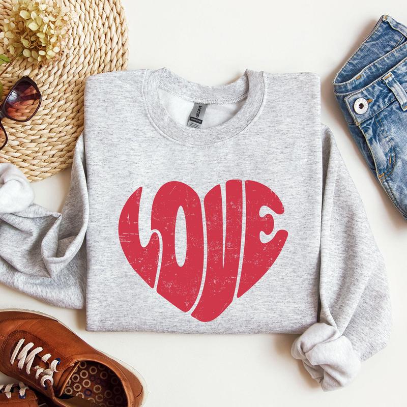 Retro Love Heart, Vintage, Sweatshirt, Valentine's Day