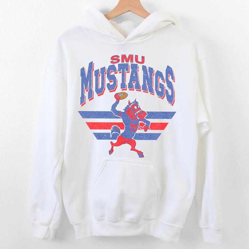 SMU Mustangs Vintage NCAA Sweatshirt, Unisex Mustangs Football Shirt, Classic Sport Hoodie, Gifts for Football Fans, Cotton T-Shirt, Hoodie