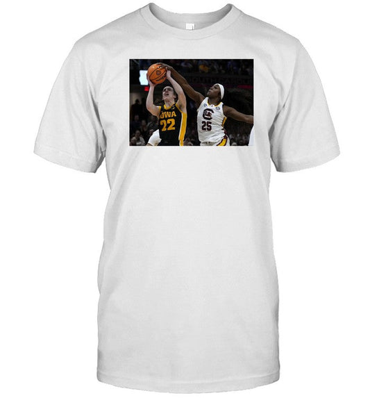 Johnson Blocks A Shot By Iowa Guard Caitlin Clark