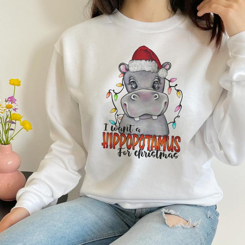 I Want a Hippopotamus for Christmas Sweatshirt Unisex - Shades for Everyone - Fit for All Sizes - Universal Style Options - Statement Pieces - Variety