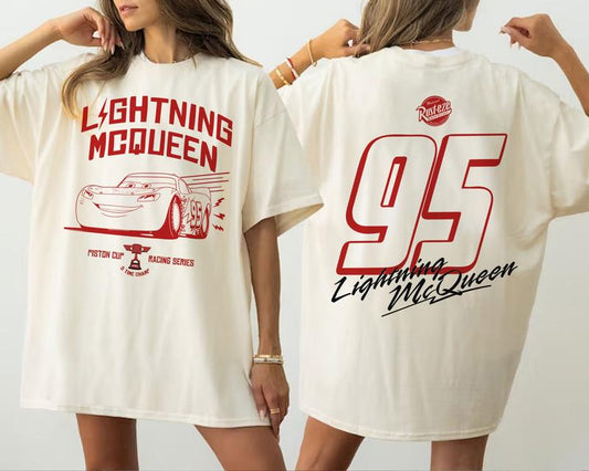 Vintage Lightning Mcqueen Comfort Colors or Gildan T-shirt, Car Enthusiast Shirt, Car Clothing, Unisex, Vintage car shirt Cotton Fit