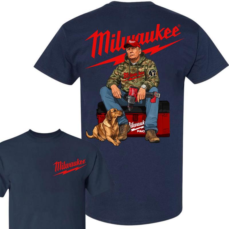 Milwaukeee Trump Hunting Camo Unisex Cotton shirt, Trump won 47th president Election 2024 shirt,  Milwaukeee Fuel Hand Drill Dog Hunt Tee, Trump With Local Boy Cotton Shirt Full Color Full Size