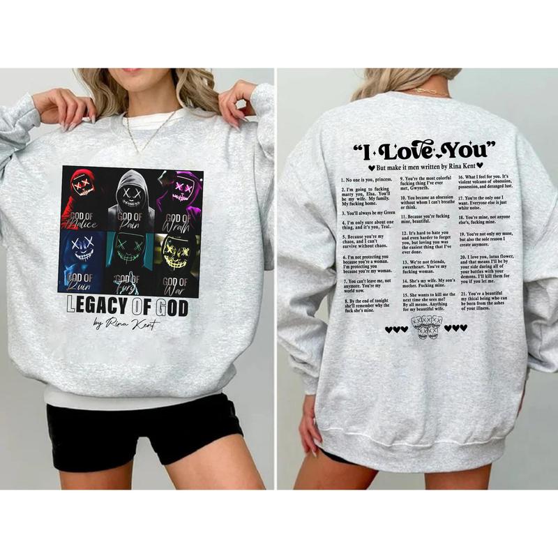 Legacy of Gods Book Quotes 2 Sides Sweatshirt, Legacy of Gods Heathens, Rina Kent Merch, Dark Romance Shirt, Bookish Merch, Unisex T-Shirt, Sweatshirt