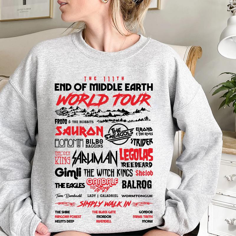 LOTR Middde Earth World Tourr T shirt Hoodie Sweatshirt