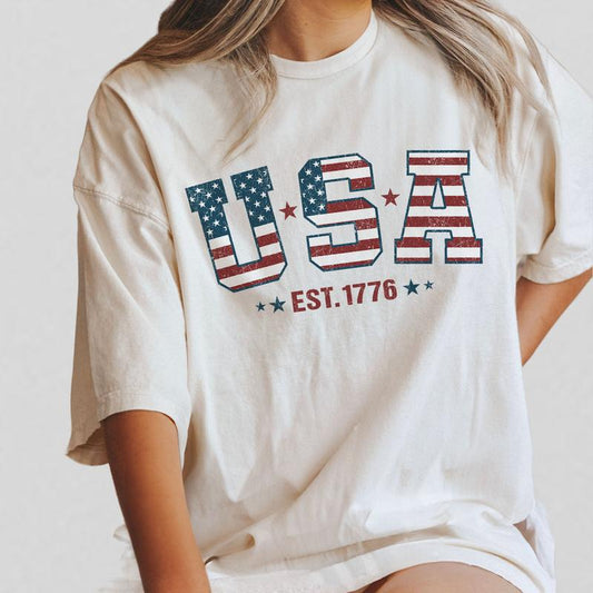 Retro USA Est 1776 Shirt, America T-Shirt, Retro USA T-shirt, 4th of July, 4th of July T-Shirt, Shirt For Women, Gift For Independence Day, Freedom Sh