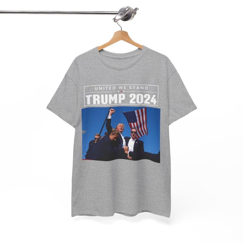 Trump United We Stand - Trump 2024 - Trump Rally Shooter Tshirt - Trump You Missed - Trump Survived - USA Freedom - Donald J. Trump Unisex Heavy Cotton Tee