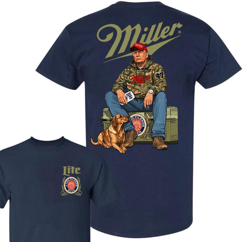 Miller Litee Trump Hunting Camo Unisex shirt, Trump won 47th president Election 2024 shirt, Miller Litee Fuel Hand Drill Dog Hunt Tee, Trump With Local Boy Cotton shirt Full Color Full Size
