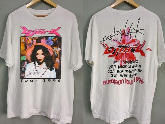 Vintage Bjork Post European Tour 1996 T-Shirt, Bjork Tour '96 T-Shirt S-5XL Graphic Single Rap Hop Hip, Bjork Band 2024 Tour Shirt, 2024 Tour Fans Shi