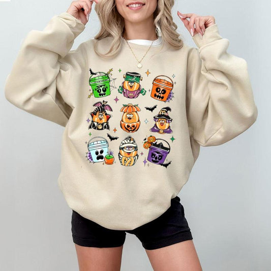 Spooky Nuggets Meal Bucket Halloween Sweatshirt Unisex Classic Collar Printed