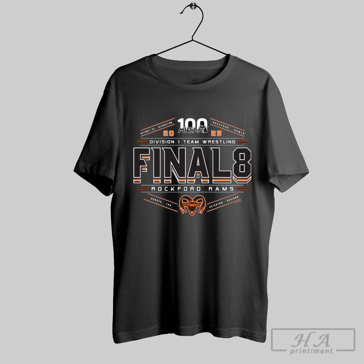 Rockford Rams 2025 Mhsaa Team Wrestling Final 8 D1 T Shirt