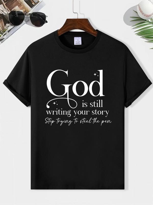 Men's Graphic Round Neck Tee, Summer Short Sleeve Crew T-shirt, Ideal Street Casual Style for Men's Daily Outfits, Comfortable Streetwear