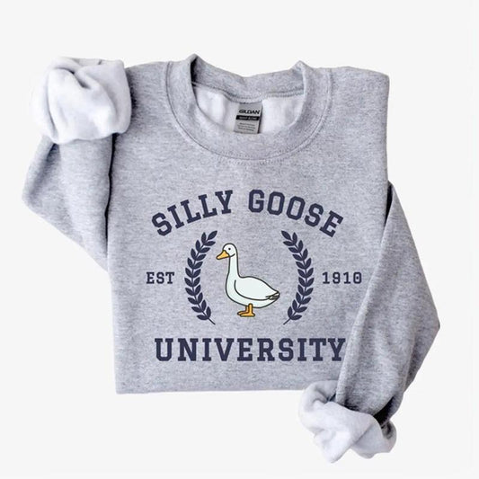 Silly Goose University Crewneck Sweatshirt, Unisex Silly Goose University Shirt, Funny Men's Sweatshirt, Funny Gift for Guys, Funny Goose Tshirt