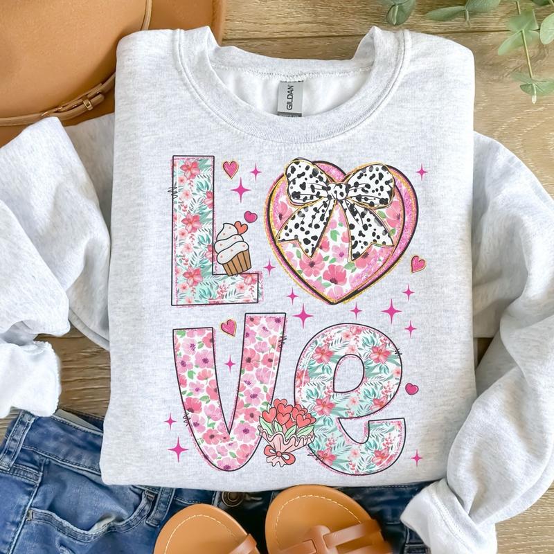 Love Valentine Candy Box Sweatshirt - Ash Grey - Sublimation - Unisex Sizing