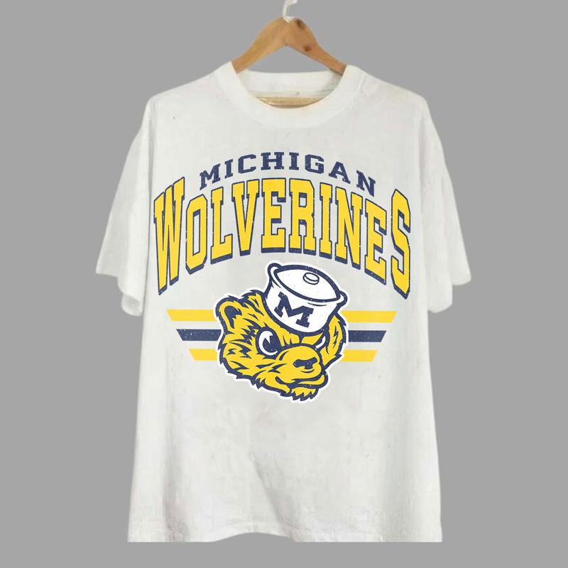 Michigan Wolverines Vintage Football NCAA Sweatshirt - Tshirt - Hoodie, University of Michigan Unisex Football NCAA Shirt, Unisex Vintage NCAA Shirt, Classic Football Shirt, Gifts For Football Fan Sport, Cotton, Sweatshirt, T-Shirt, Hoodie