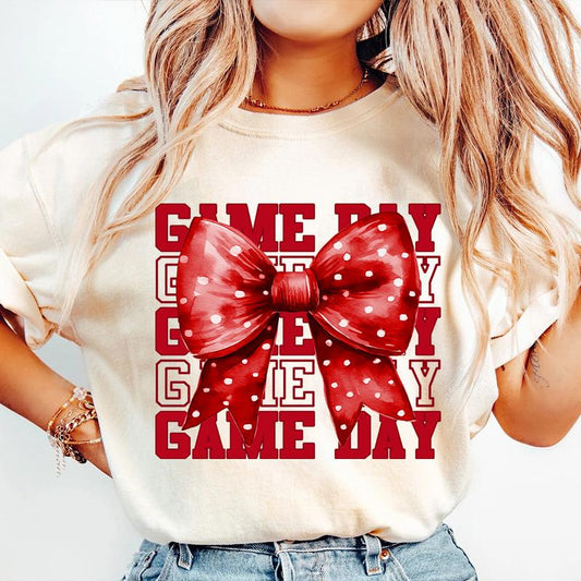 Game Day Shirt, Coquette Bow Shirt, Touchdown Season, Fall Graphic Tee, Autumn Shirt, Shirt for Women, Football Mama, Football Season