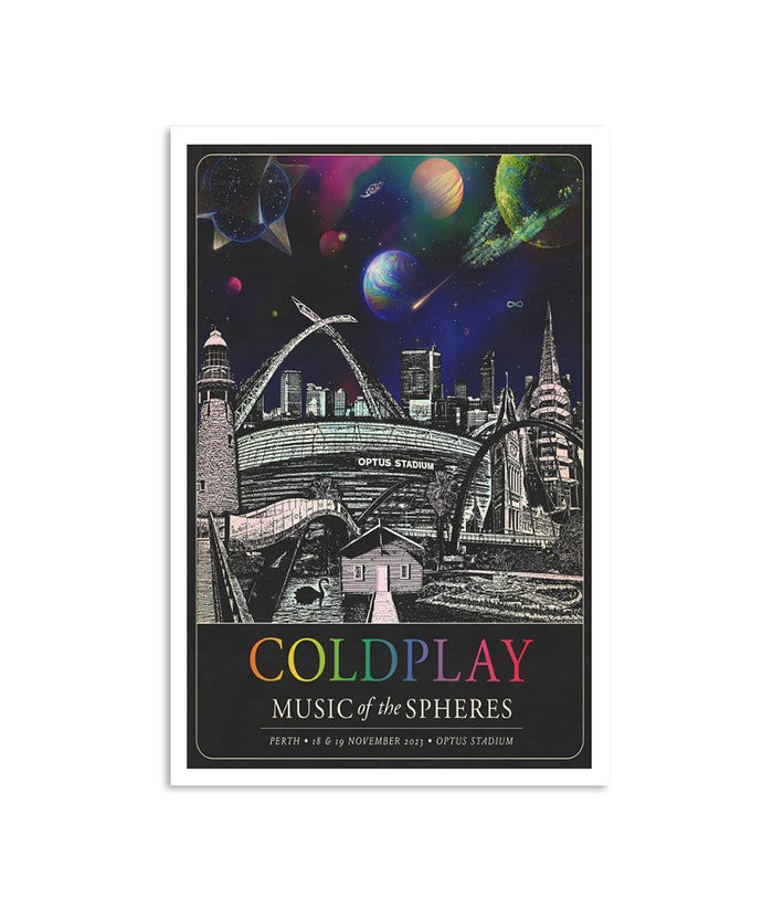 Coldplay November 18-19, 2023 Optus Stadium, Perth Music Of The Spheres Tour Poster