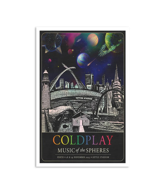 Coldplay November 18-19, 2023 Optus Stadium, Perth Music Of The Spheres Tour Poster