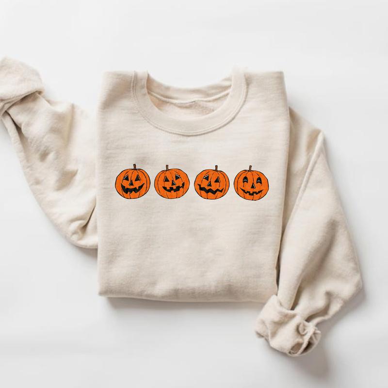 Pumpkin Sweatshirt, Pumpkin Sweater, Halloween Crewneck Sweatshirt Unisex