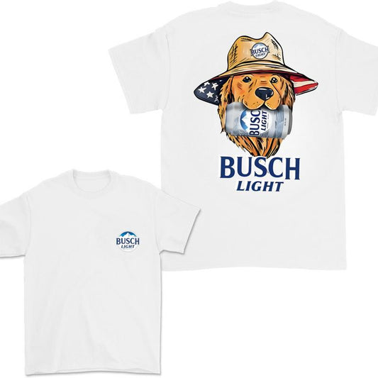 Busch Light Golden Dog Hunting 2 Sided T-shirt, Busch Light Hunting Dog Shirt For Men and Women, Unisex Outdoors Funny Beer Printed T-shirt