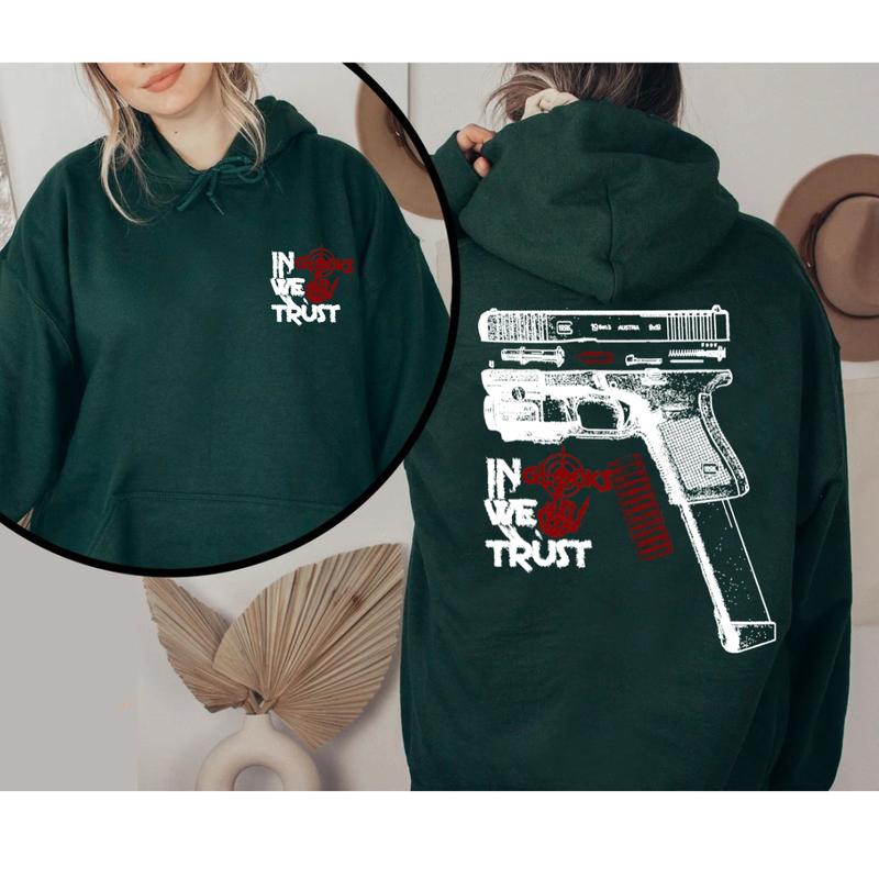 In Glock We Trust Bone Hand Halloween 2 Side Hoodie,Glock Halloween Hoodie,Bone Hand Halloween Glock Shirt, For Her For Him Classic Menswear