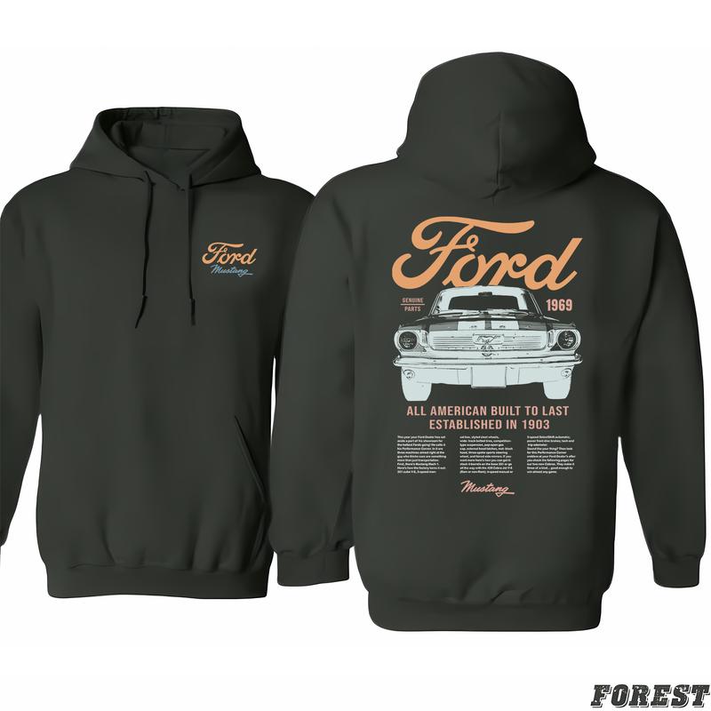 Ford Mens T-shirt Mustang Built To Last Cotton Short Sleeve Tee Hoodie, Casual Yet Chic, Discover Your Fashion Style, Menswear Unisex, Classic Cotton