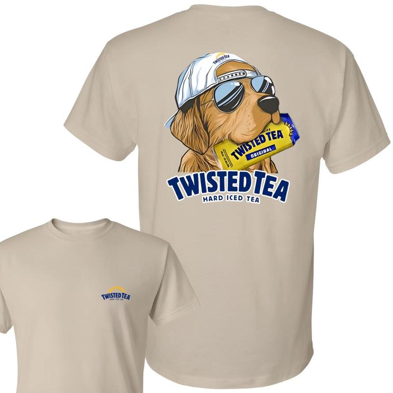Twisted Tea Hunting Dog 2 Sided T-shirt, Twisted Tea T-Shirt Full Color For Men and Women, Unisex Outdoors Funny Beer Printed T-shirt