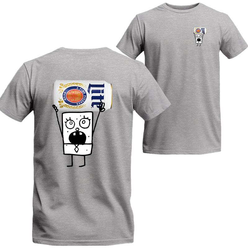 Doodlebob Miler Lite Unisex 2 Sides T-Shirt, Miler Lite Short Sleeve Tee, Unisex Shirt, Beer Shirt Menswear Top