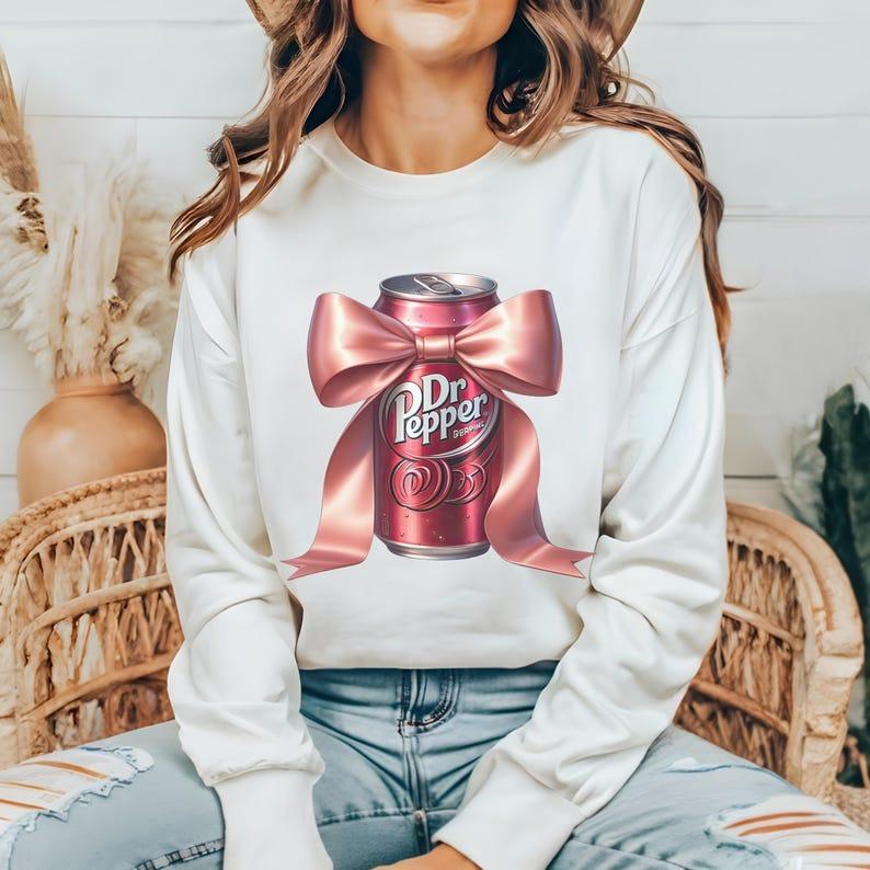 Vintage Dr Pepper Coquette Dr Pepper Sweatshirt, Pink Bow Dr Pepper Shirt, Perfect Soda Lover Gift Idea, Diet Dr.Pepper Gifts, Soda Crewneck, Merry Ch