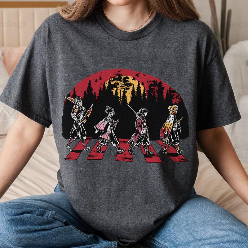 Demon Slayer team on Abbey Road Shirt, Nezuko Tshirt Swearshirt Hoodie, Main Characters Shirt, anime sweatshirt hoodie, Y2k Shirt, Gift for Anime love