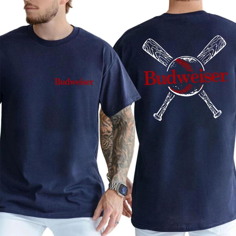 Budweiser cross bats casual fit t-shirt, trending summer 2024 tee, sustainable fashion tee
