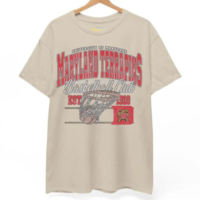 Maryland Terrapins Vintage NCAA Basketball Shirt, University Sport Hoodie, Classic Gift for Fans, Unisex Wear, Cotton T-Shirt, Basketball Style
