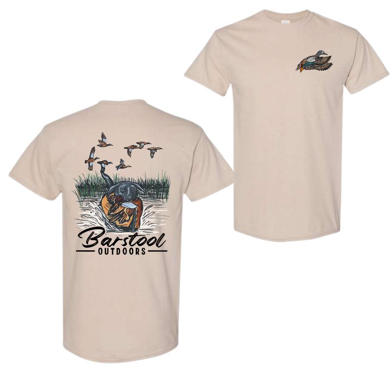 Barstool Outdoors Duck Hunt 2 Sided Shirt, Vintage Mallard Hunting Tshirt, Unisex Graphic Printed Tee, Cotton Shortsleeve Casual Womenswear, Daily Women's Top