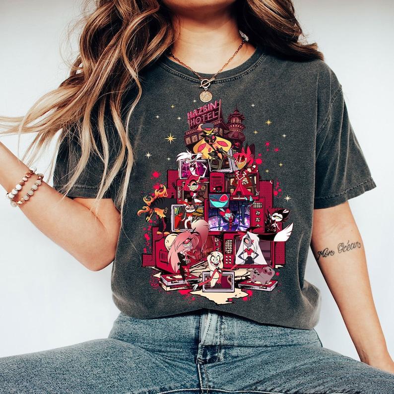 Hazbin Hotel Characters T-Shirt, Hazbin Hotel Characters T-Shirt,Helluva Boss T-Shirt, Charlie Morningstar Husk Vaggie Niffty Sir Pentious T-Shirt, Gi