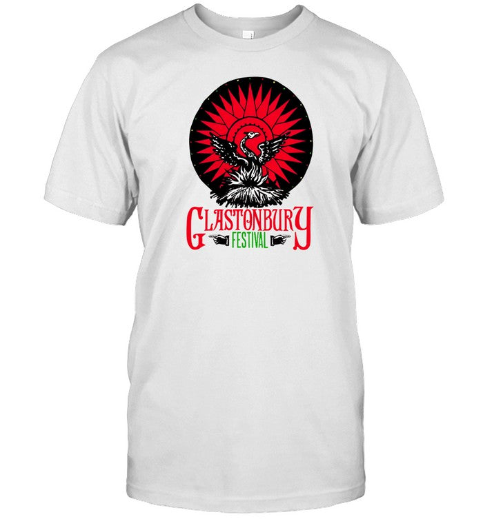 Glastonbury Festivals 2024 Phoenix White Navy Unisex T Shirt
