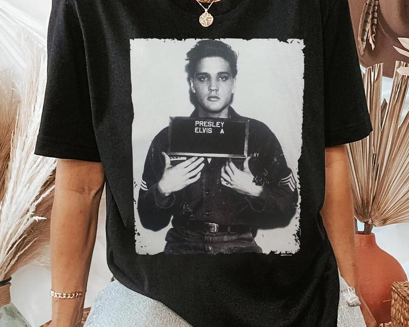 Elvis Presley T-Shirts Mugshot Music Rock And Roll King Shirt Unisex T-Shirt, Gift For Mother's Day 2024
