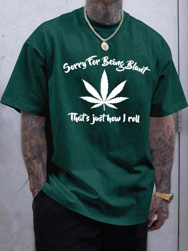 Men's Letter Print Round Neck Graphic Tee, Regular Fit Casual Drop Shoulder Short Sleeve T-shirt for Summer, Men's Top for Daily Wear