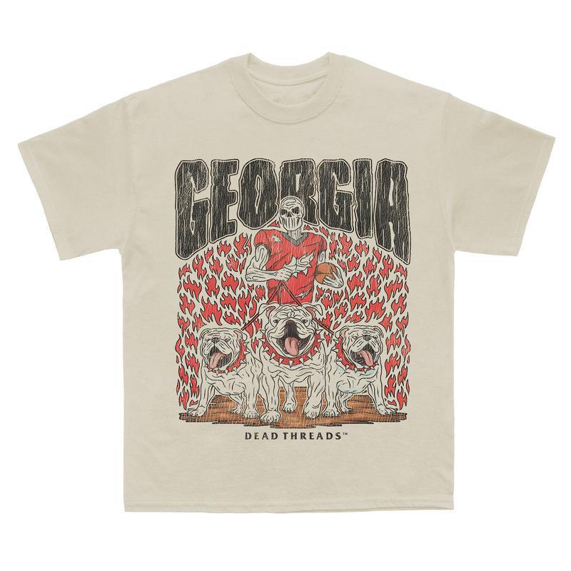 Georgia Bulldogs football, Deadman Bulldogs Graphic T-Shirt, Full Cotton, Men's Top Women's Top, American Football, Football Bowl Subdivision Shirt Fabric Menswear Womenswear Retro Print Design