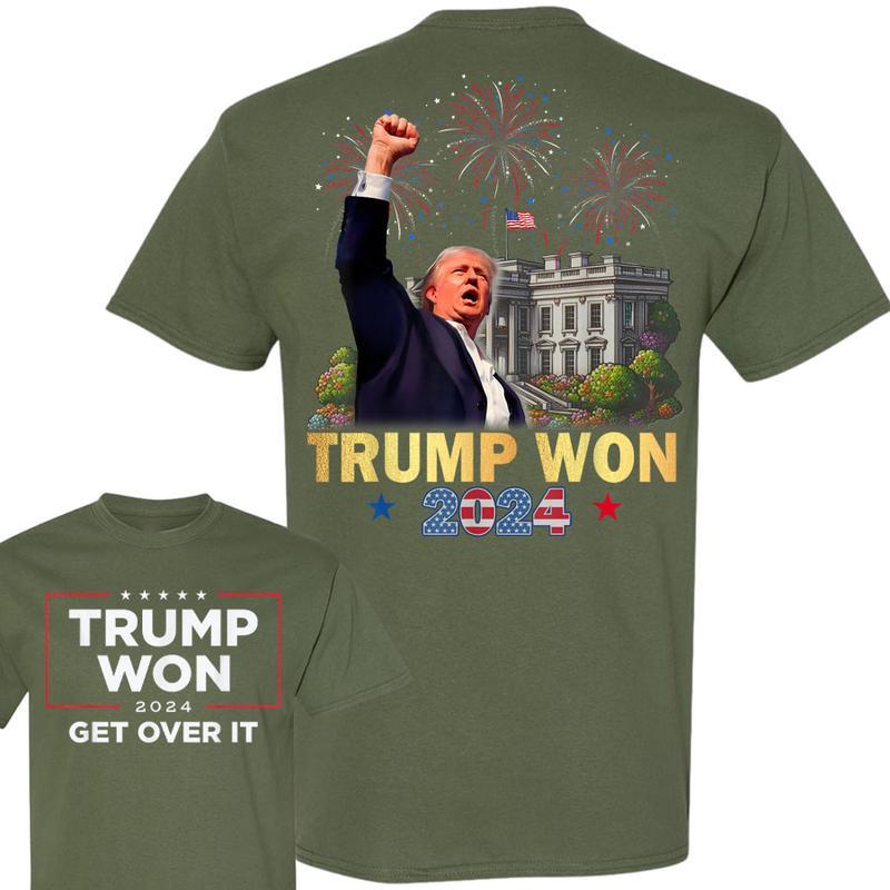 Trump Won 2024 President 47th Of White House T-Shirt, Trump Won Get Over It 2024 T-Shirt, Wins Inauguration 47, US President 2025 Election Shirt for men and women