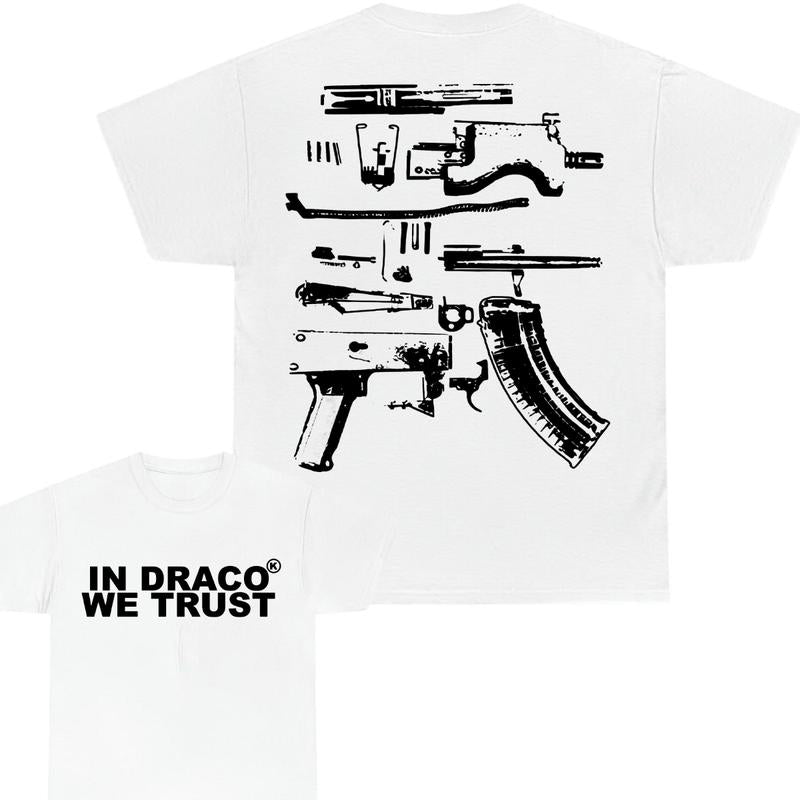 IN DRACO WE TRUST T-SHIRT, 2 SIDE - UNISEX - Design Color Black & White, Men's top - T-shirt ,  - For Men & Women Tee