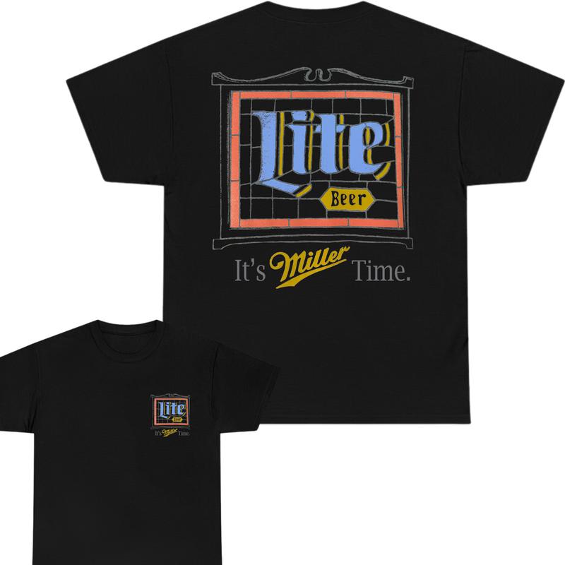 Miller Lite Stained Glass T-Shirt, Full Color T-Shirt, Unisex T-Shirt, For Men, For Women