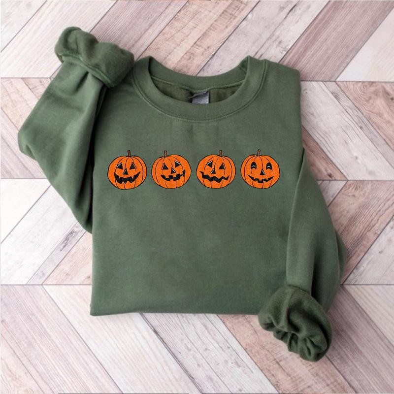 Pumpkin Sweatshirt, Pumpkin Sweater, Halloween Crewneck Sweatshirt Unisex