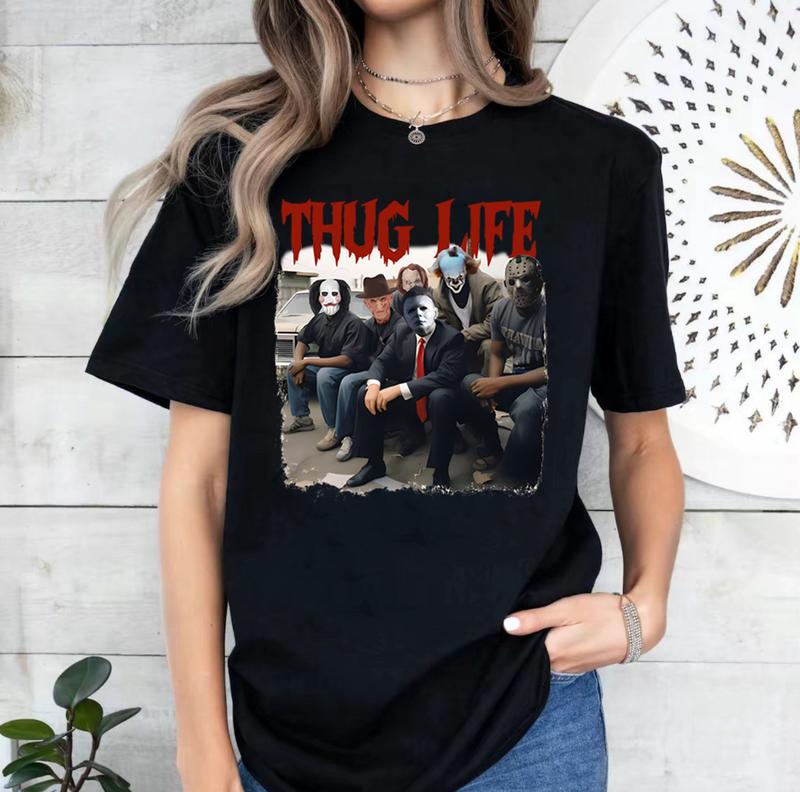 Thug  Life Horror Movie Shirt, I Love Bad Boys Shirt, Horror Shirt, Halloween Horror Shirt, Halloween Character Friends Shirt Design