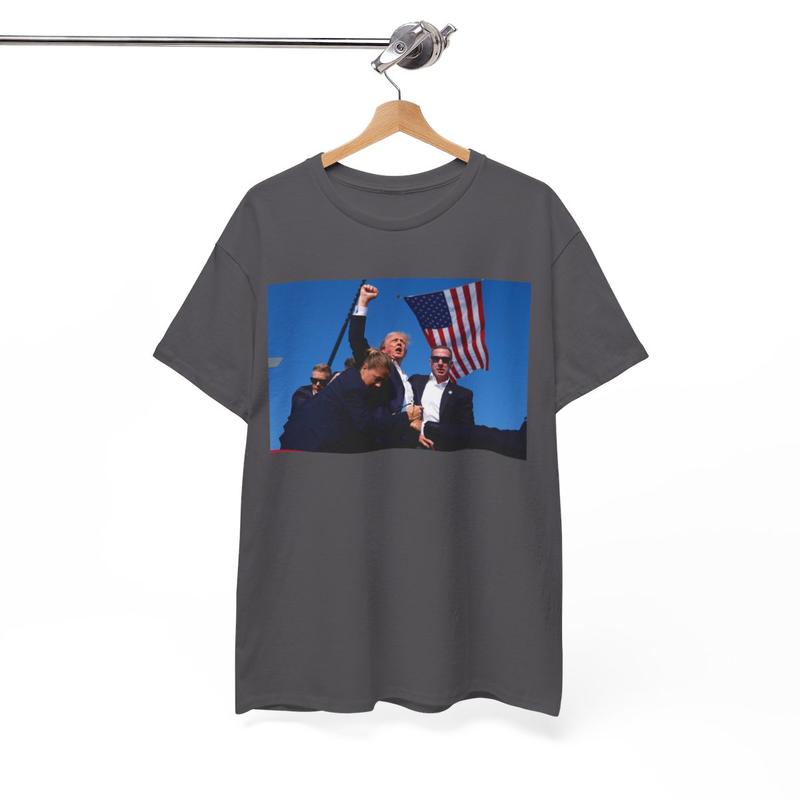 Trump Rally Shooter Tshirt - Trump Survived - Trump 2024 - USA Freedom - Donald J. Trump President Trump Unisex Heavy Cotton Tee