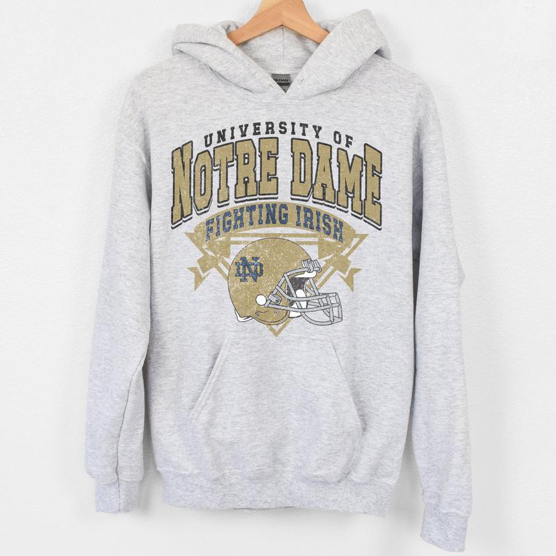 Notre Dame Fighting Irish Vintage NCAA Sweatshirt, Unisex Notre Dame Football Shirt, Classic Sport Hoodie for Fans, Cotton, Sweatshirt, Clothing