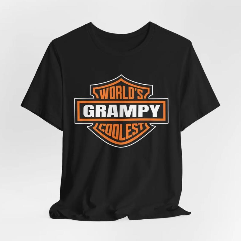 World's Coolest Grandpa Tshirt, Motorcycle Grandpa Nickname Funny Tee, Fathers Day Tee, Birthday Gift from Kids, Menswear Graphic Tops