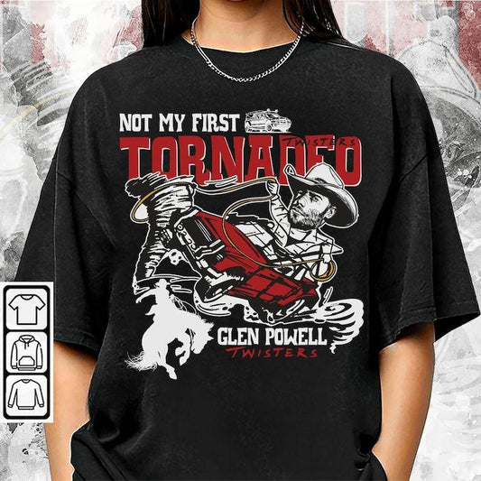Blvckstyle Not My First Tornado Shirt, Twisters With Glen Powell Retro Movie Poster Vintage Unisex Shirt