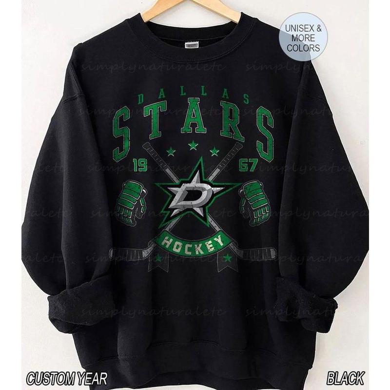 Dallas Sweatshirt Crewneck, Vintage Stars shirt, Dallas Hockeys' Fan shirt, Hockeys' Tee, Stars Sweatshirt