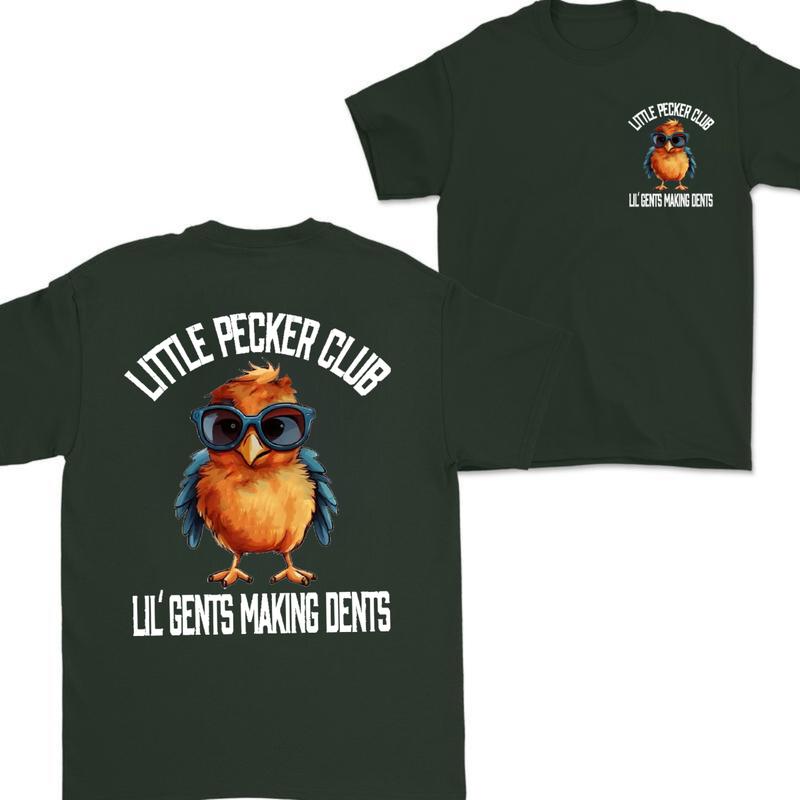 Little Pecker Club Vintage Tee, Men's T-shirt,Unisex , with Funny Bird & Making Dents Design